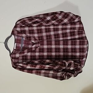 Blu Pepper Plaid Balloon Sleeves Blouse Size S